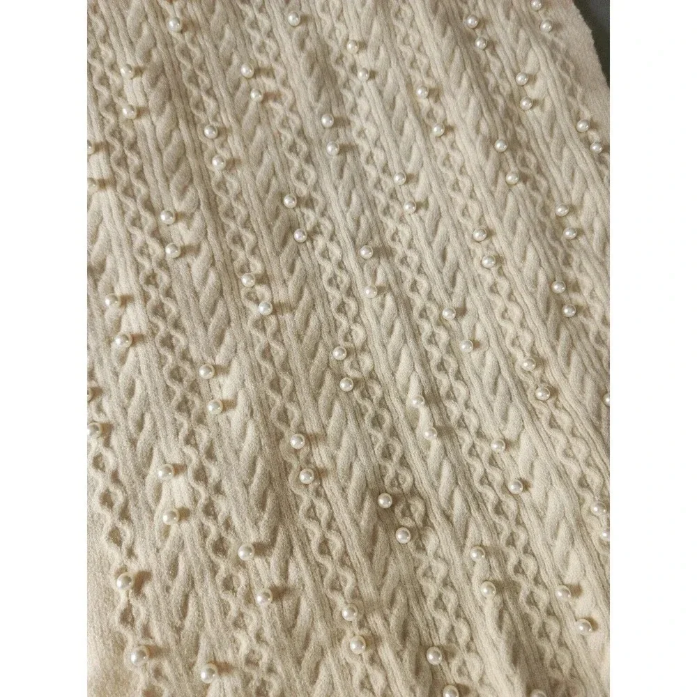 NWT Anthropologie Maeve Pearl Cable Knit Sweater Vest Shrug One Size Ivory
